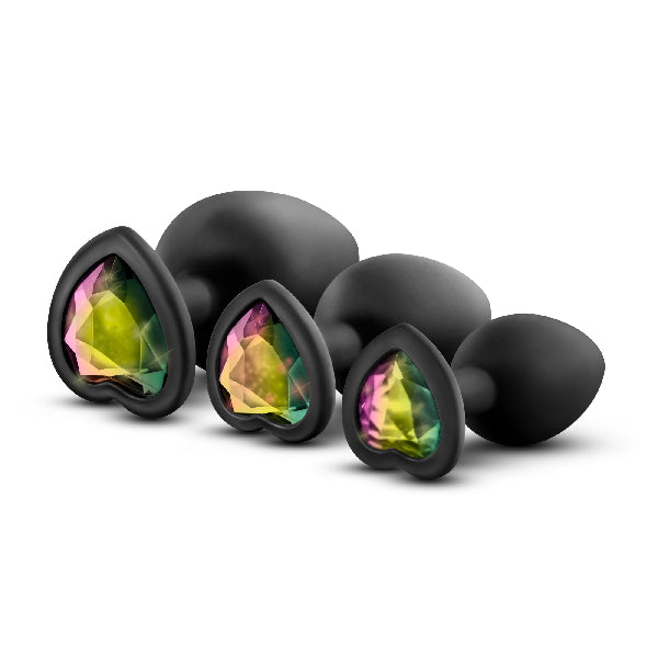 Luxe Bling Plugs Training Kit Black With Rainbow Gems